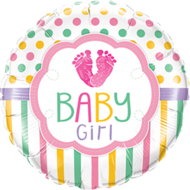 Baby Girl / Love - Folie ballon - Vrolijke meisjes kleuren - 18 Inch/ 46 cm