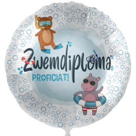 Zwemdiploma Proficiat! - Rond Folie Ballon - 17 Inch/43cm