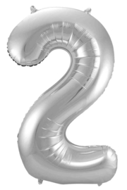 Cijfers - 1, 2, 3, 4, 5, 6, 7, 8, 9, 0 - Zilver - XXL Folie Ballon - Nummer - 34inch./86cm