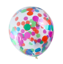 Confetti Ballonnen - div. Kleuren confetti(groot) -Doorzichtige Latex Ballonnen- 12 Inch/ 30 cm - 5 st.