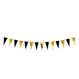 DIY Vlaggen lijn-Goud /Zwart - 13 vlaggetjes 13.5 cm/ 215cm