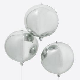 DIY : Zilveren Ballonnen- Rond  -  22 Inch/ 56 cm - set van 3 st.