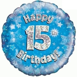 15 Folie ballon -  Happy Birthday - blauw - 18Inch/45cm
