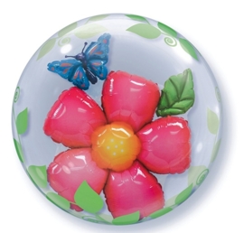 Bubbles  Ballon - Flowers / Bloemen - Ballon in een ballon  - 24 inch/61cm