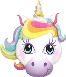 Unicorn - Hoofd - Pastel kleuren - folie ballon - XXL - 38 Inch/97 cm