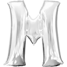 Letter M ballon zilver 86 cm - folieballon letter alfabet helium of lucht