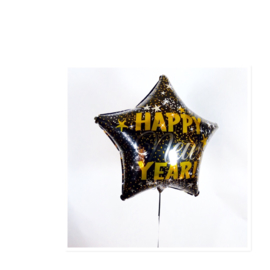 Happy New Year! - Goud / Zilver / Zwart - Confetti Folie Ballon - Ster - 19 Inch / 48 cm