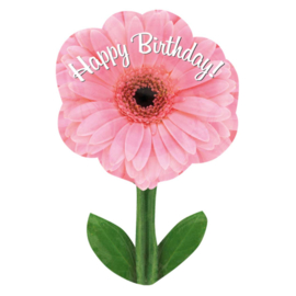 Happy Birthday - Gerbera Bloem - Roze - XL  Folie Ballon - 18x28 Inch/45x71cm