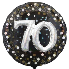 70 - Confetti print - XXl - Folie Ballon - Zwart / Zilver / Goud  -  Effect: 3 D - 32 Inch - 81 cm