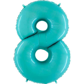 Cijfer - 1,2,3,4,5,6,7,8,9,0 -Pastel Blauw/Mint - XXL Folie Ballon - Nummer - 40 Inch./101cm