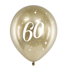 60 Cijfer - Goud Glossy - Latex Ballon - 30 cm / 6st.