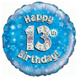 Happy 13th Birthday - Blauw Rond Folie Ballon - 18 inch/45.7cm