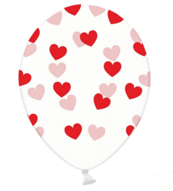 Hartjes ballonnen - rood - liefde love valentijn ballon - doorzichtig - 5stk. latex transparant - hart opdruk - ballonplus