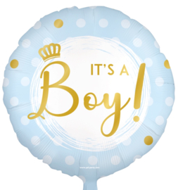 It’s a Boy Folieballon –Blauw & Goud – 45 cm – Babyshower & Geboorte Jongen