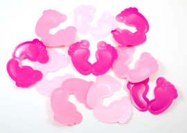 Tafel Confetti XL -  Baby Voetjes - Baby/ Dochter - Baby Roze / Fuchia- 8,5 X 6,5 cm -  14gr