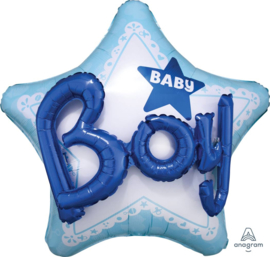 Baby Boy -  3D effect - XXL Folie Ster Ballon- 32x32Inch/81x81cm