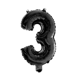Cijfer - 1,2,3,4,5,6,7,8,9,0, - Zwart -Folie Ballon - Nummer - 16 inch/41cm(lucht)