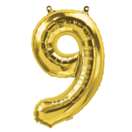 Cijfer - 9 - nummer - Goud - Folie ballon (lucht) - 16inch / 40 cm