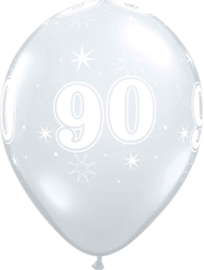 90 - Nummer - Doorzichtige - latex ballon - 11 Inch. / 27,5cm- 5st.