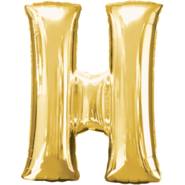 Letter H ballon goud 86 cm - folieballon letter alfabet helium of lucht