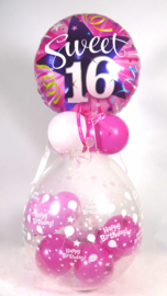 Cadeau - Kado Ballon - Sweet 16 - Happy Birthday -  Folie Topballon