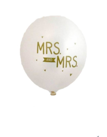 A Little Lovely Company - Mrs. and Mrs. - Metallic White - Gouden opdruk - Latex Ballon - 12inch