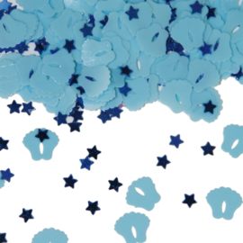 Tafel Confetti - Sier Confetti   Baby Voetjes / sterretjes   Kleur : Baby Blauw  Gewicht:14gr.