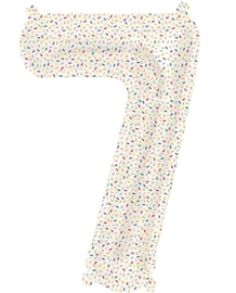 Cijfer - 7 - nummer - Spikkels - Div. Kleuren - Folie ballon (lucht) - 16inch / 40 cm