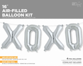 XOXO- zilveren folie ballonnen - 16 Inch / 40cm