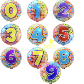Vrolijke Verjaardags Cijfers 1 - 2 - 3 - 4 - 5 - 6 - 7 - 8 - 9 - 0 - Ronde Folie Ballon - 17 inch/43 cm