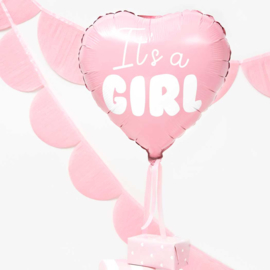 It's a Girl - Roze - Hart Folie Ballon - 18 inch/45cm