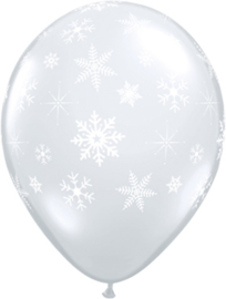 Sneeuwvlokken  - Transparant - Latex Ballon - 11 Inch./ 27,5cm -5st