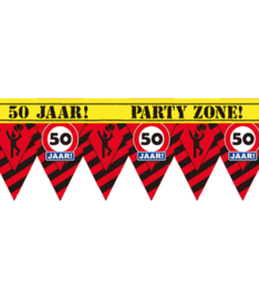 50 - Verkeersbord - 50 jaar  - Party Zone! - Afzetlint - 12m