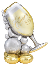 Staande Cheers  Champagne Glas Bubbels Mega Folie Ballon- 51 Inch/129cm