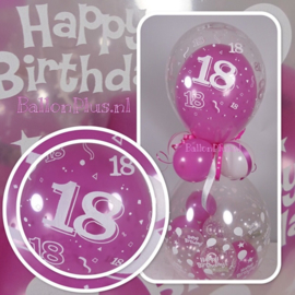 18 - Nummer - Doorzichtige - latex ballon - 11 Inch. / 27,5cm