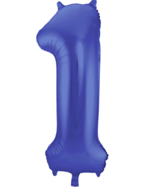 Cijfer - 1 -  Mat Blauw - XXL Folie Ballon - Nummer - 34inch./86cm