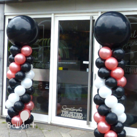 Ballonnen Pilaar - Classic - Zwart-Rose Goud-Pearl White