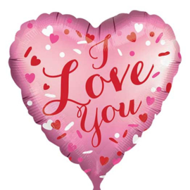 I Love You -Folie Ballon -Hart- Satijn Roze- 18 Inch/45cm
