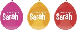 Hoera voor Sarah - Rood/Fuchia/Oranje - Latex ballon