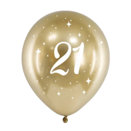 21 Cijfer - Goud Glossy - Latex Ballon - 30 cm / 6st.