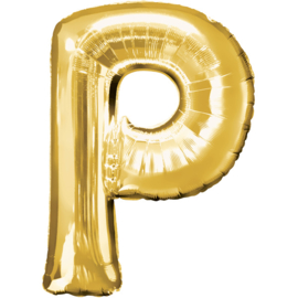 Letter P ballon goud 86 cm - folieballon letter alfabet helium of lucht