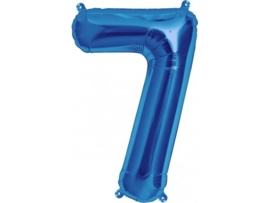 Cijfer - 7 -  nummer - Blauw - Folie ballon (lucht) - 16inch / 40 cm