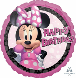 Disney -Minnie Mouse - Happy Birthday Folie Ballon - Roze - 17 Inch/43cm