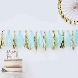 Tassel - Slinger Baby Blauw / Goud - 2 Meter -DIY