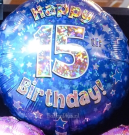 15 Folie ballon -  Happy Birthday - blauw - 18Inch/45cm
