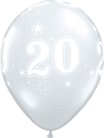20 - Nummer - Doorzichtige - latex ballon - 11 Inch. / 27,5cm- 5 st.