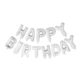 Happy Birthday - Zilver - Folie Ballonnen - 16 Inch/41 cm /geschikt voor lucht vulling