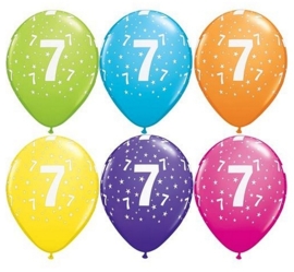 7 - nummer - div. Kleuren - latex ballon -11 inch/27,5m