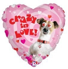 Crazy in love - Met bewegende hartjes ogen - Folie ballon18 inch/ 45cm