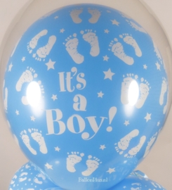 It's a Boy ! - Baby voetjes / sterretjes - Blauw - Latex ballonnen - 12 Inch / 30 cm